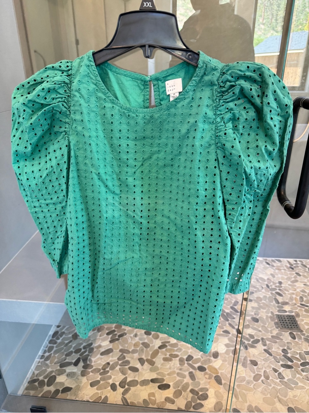 a new day Emerald Eyelet Puff-Sleeve Blouse